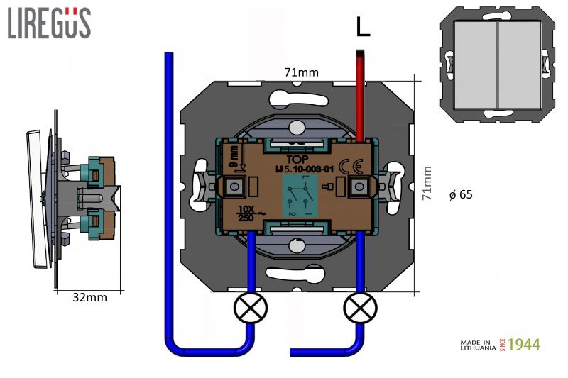 IJ5.10-003-01.E/S  Flush mount. 2x swich, w/f, 10pc.set - Image 3