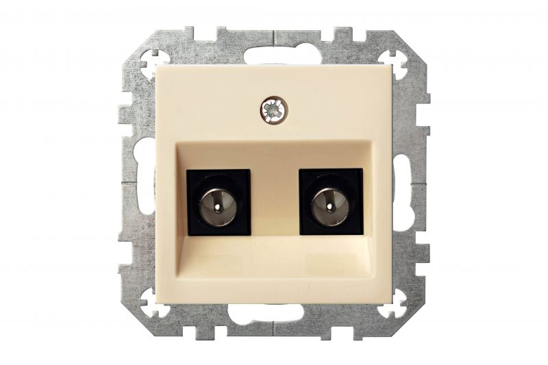 ITVL-2-01.E/S  TV socket with 2x"F" type connectors, flush mount. w/f - Image 2