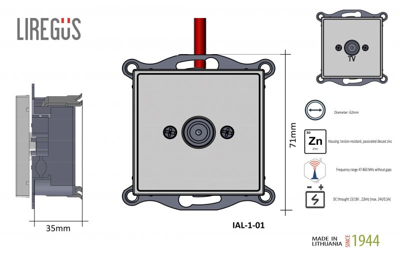 IAL-1-01.E/S Flush mount.TV socket,  ending, w/f - Image 4