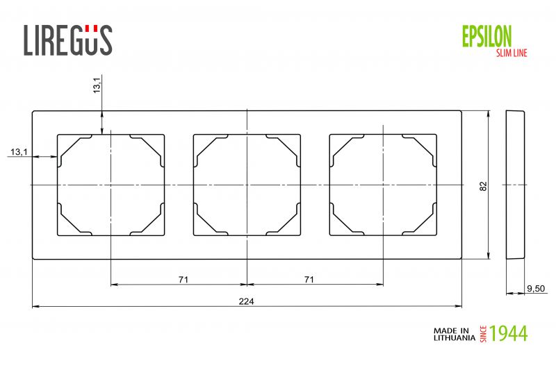 K14-145-03.E/S 3-gang frame, Epsilon SlimLine - Image 2