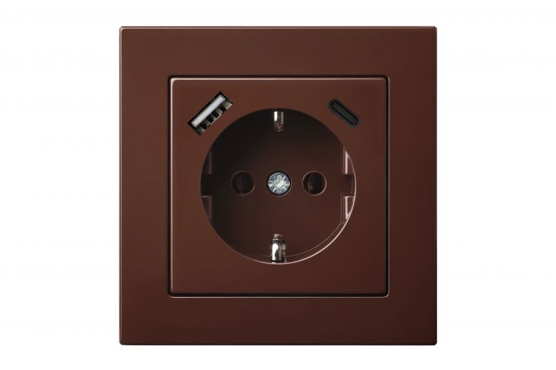 IUK-2-01.R/ON31 Flush mount.USB charger, DC5,1V-.3.4A.Retro matt.brown.w/f - Image 1