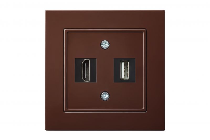 HDMI+USB-002-01 E/R  Flush mount.data socket "HDMI+USB" socket, w/f - Image 1