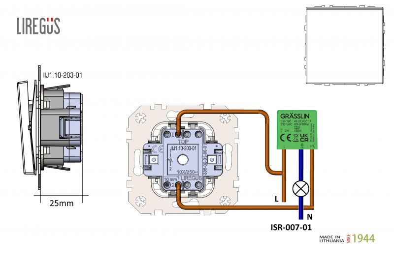 ISR-007-01.M/WM LED svies.stipr.impuls.regul.kompl."Lead edge" 7.5-105W.balta.mat.b/r - Nuotrauka 5