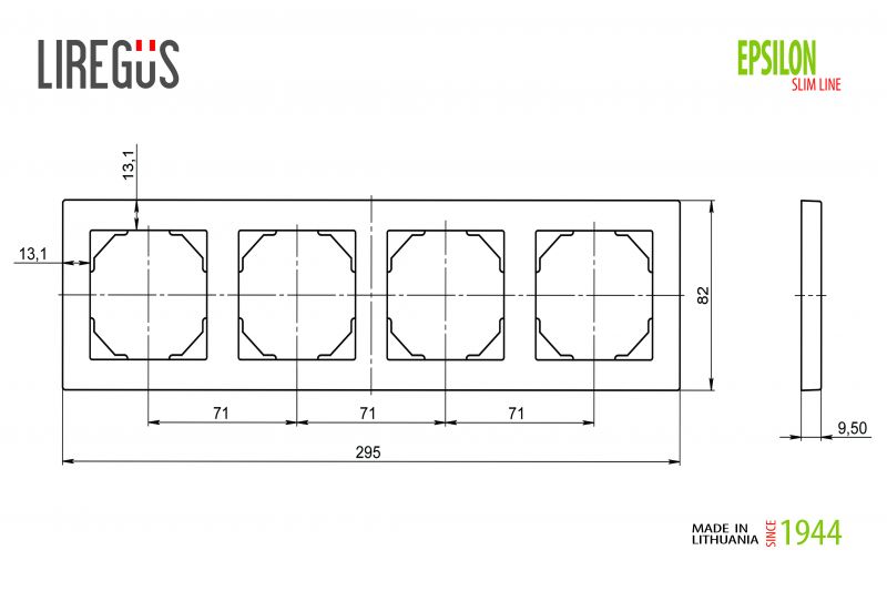 K14-145-04 E/R 4-gang frame Epsilon SlimLine - Image 2