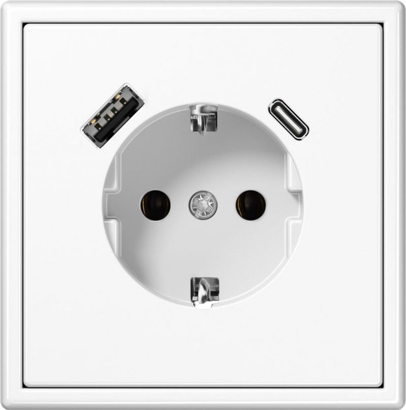 IUK-3-01.M/WM Kist.lizdas su izem.ir 3.4A max.USB A+C kroviklis.balta.mat.G610.b/r - Nuotrauka 1