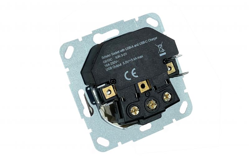 IUK-3-01.E/Mt Kist.lizdas su izem. ir 3.4A USB A+C kroviklis."Epsilon"metalik sp.b/r - Nuotrauka 3