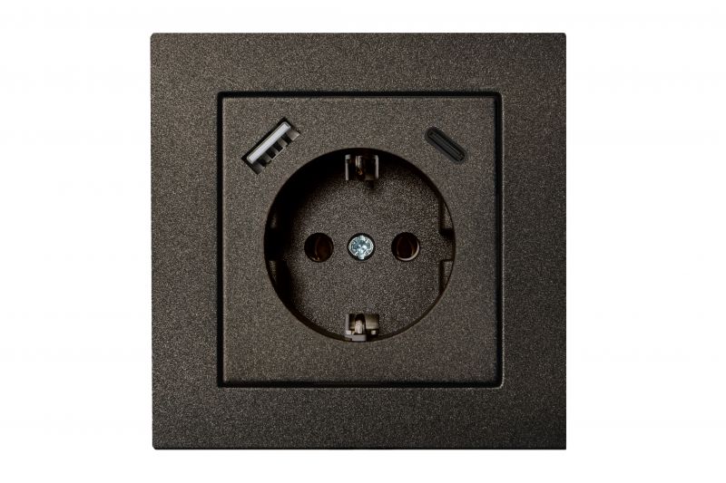 IUK-2-01.R/ON31 Flush mount.USB charger, DC5,1V-.3.4A.Retro matt.brown.w/f - Image 1