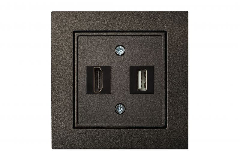HDMI+USB-002-01.E/J  Flush mount.data socket "HDMI+USB" socket, w/f - Image 1