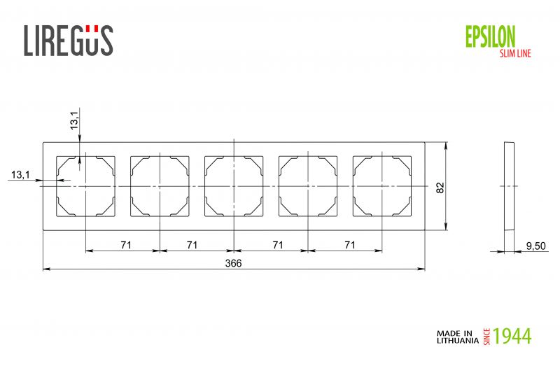 K14-145-05.E/J 5-gang frame, Epsilon SlimLine - Image 2