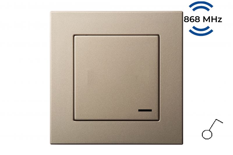 RJ-314.E/Ch  Radijo bangas siunčiantis jungiklis, su imtuvu, 1-kl. su SlimLine rėmeliu - Nuotrauka 1