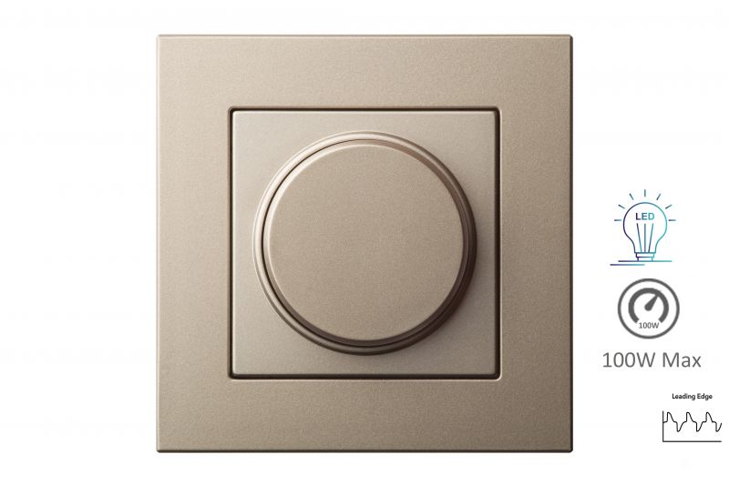 ISR-005-01.E/Ch  Flush mounting rotary dimmer with soft lock off swich, LED 3-100W - Image 1