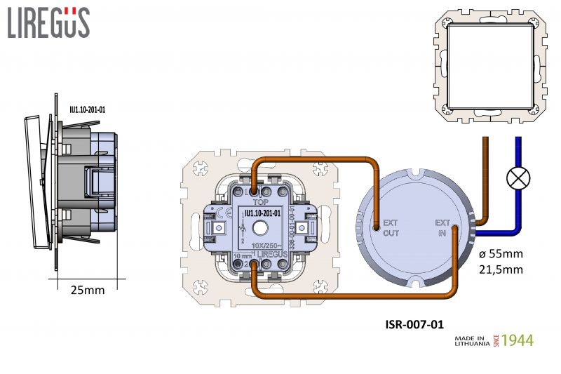 ISR-007-01.E/Ch LED impulse dimmer"lead edge"switch, LED 8-105W, w/f - Image 4
