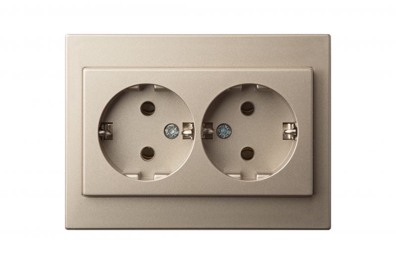 IKL16-405.E/Ch  Flush mount.SCHUKO socket outlet, double, 16A - Image 1