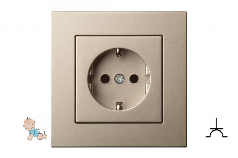 IKL16-414-01.E/Ch Flush mount SCHUKO socket outlet with spreader claws, 16A w/f - Image 1