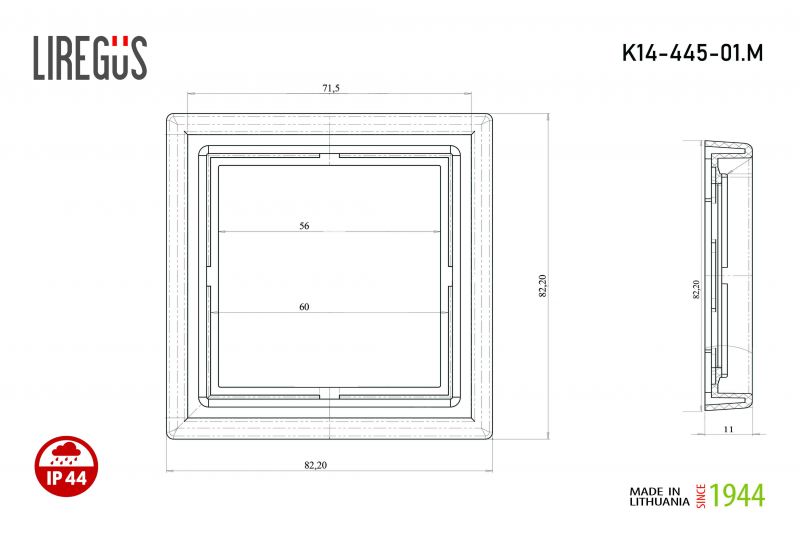 K14-445-01.M/WM  Remelis 1v.balta mat.sp. (82.2x82.2x11mm.horizont.ir vert.montavimui) - Image 2