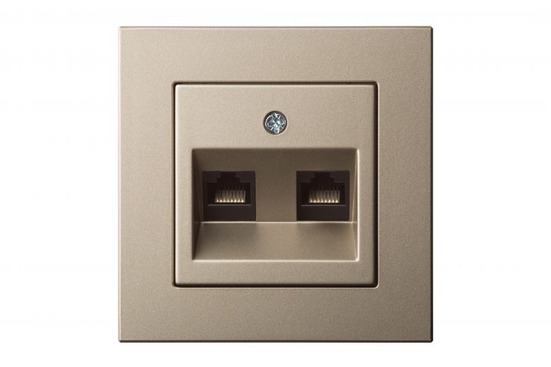 IKL-002-01.E/Ch Flush.mount.computer socket RJ45 6e double,  w/f - Image 1
