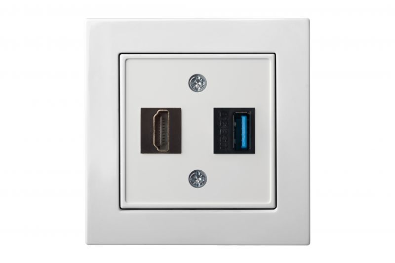 HDMI+USB-002-01.E/Ch  Flush mount.data socket "HDMI+USB" socket, w/f - Image 1
