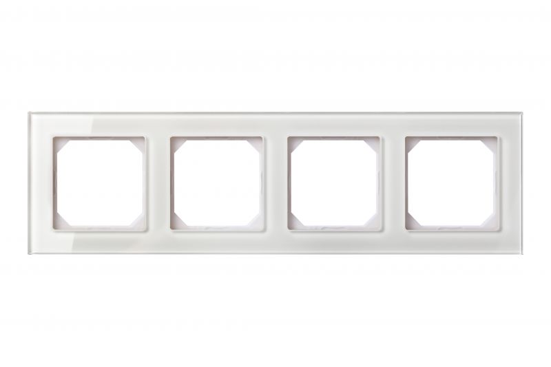 K14-245-04.E/WGG  Frame, 4-places, white,glossy,glass (6mm) - Image 1