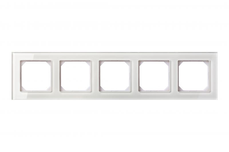 K14-245-05.E/WGG Frame, 5-places, white,glossy,glass (6mm) - Image 1