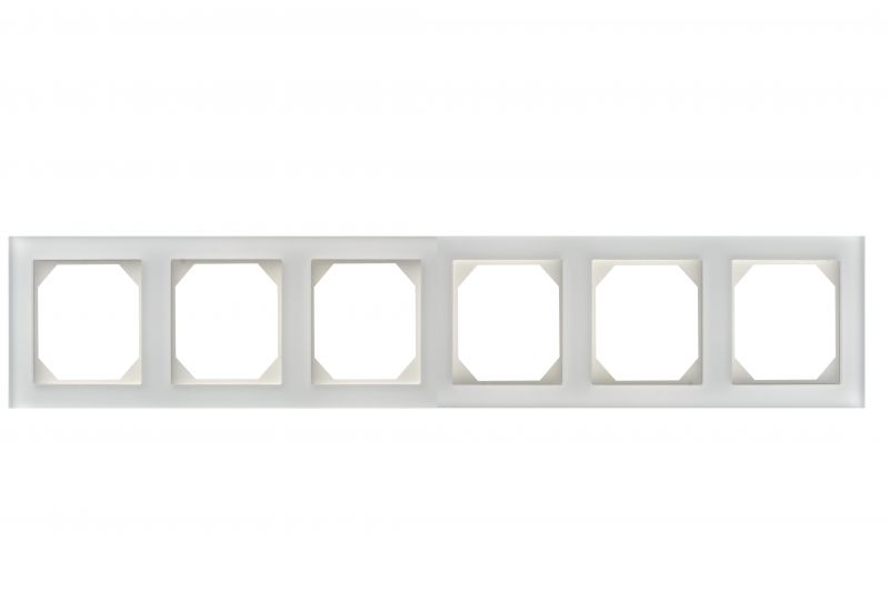 K14-245-06.E/WGG Frame, 6-places,  white-glossyGlass.Packed in TPVC film - Image 1
