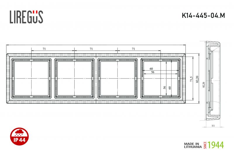 K14-445-04.M/WM  Remelis 4v.balta mat.sp. (82.2x295.2mm.horizont.ir vert.montavimui) - Nuotrauka 3