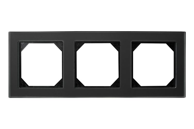 K14-245-03.E/BG Frame, 3-places, mat black glass (6mm) - Image 1