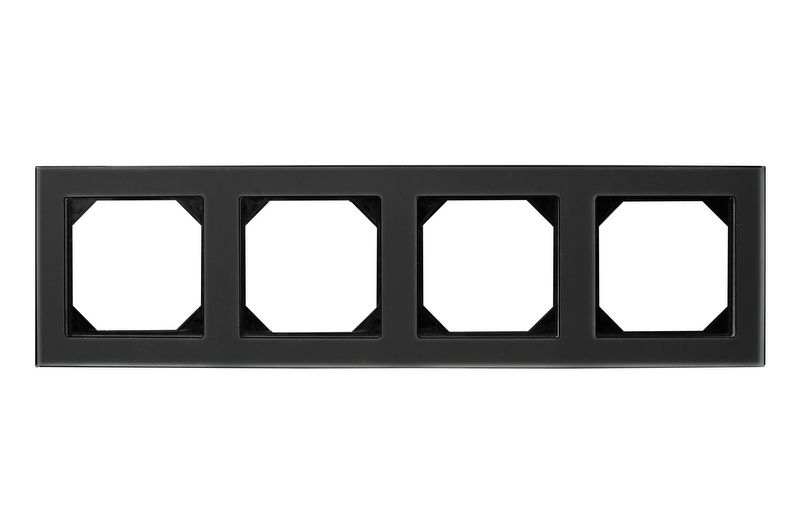 K14-245-04.E/BG  Frame, 4-places, mat black glass (6mm) - Image 1