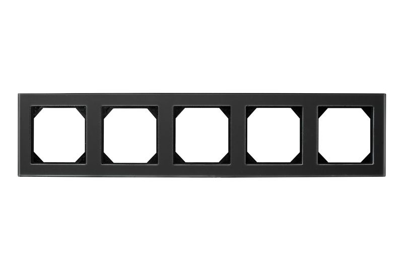 K14-245-05.E/BG 5- place frame, mat black glass (6mm) - Image 1