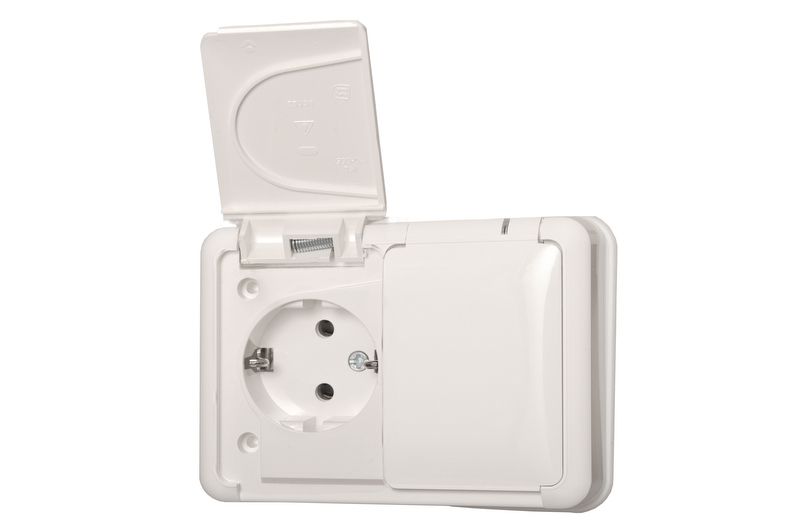IKL16-006.B.Hermi Flush mounting 2-way socket with earthing, IP44 - Image 2