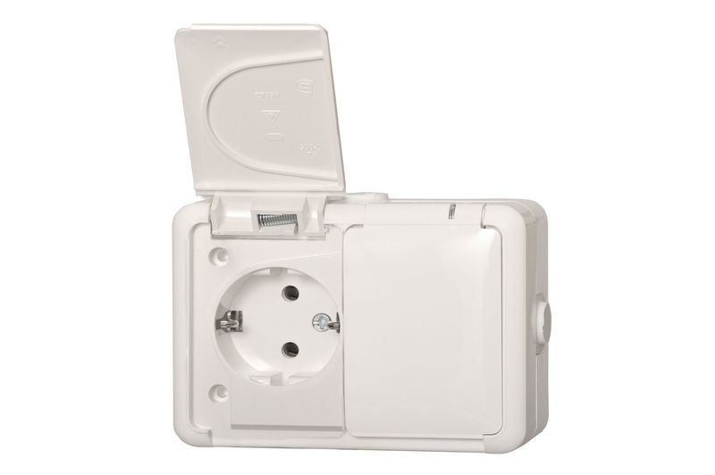 PKL16-007.B.Hermi Surface mounted 2-way socket with earthing - Image 1