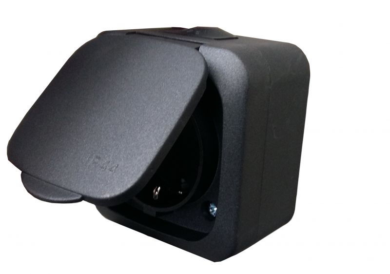 PKL16-008.J.HERMI Surface mounted socket without earthing, black - Image 3