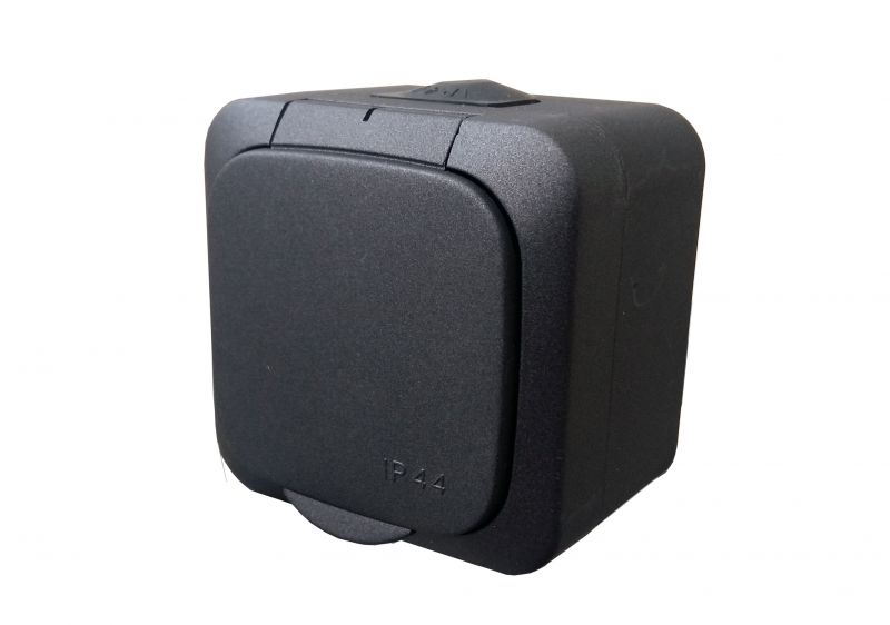 PKL16-008.J.HERMI Surface mounted socket without earthing, black - Image 2