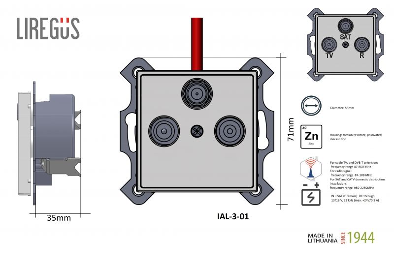 IAL-3-01 A/B TV+R+SAT socket, ending w/f - Image 5
