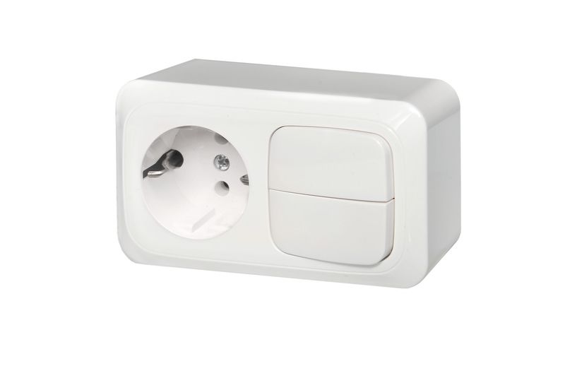 PKLJ-002 A/B surface mounted 2-rocker switch and socket with earthing - Image 1