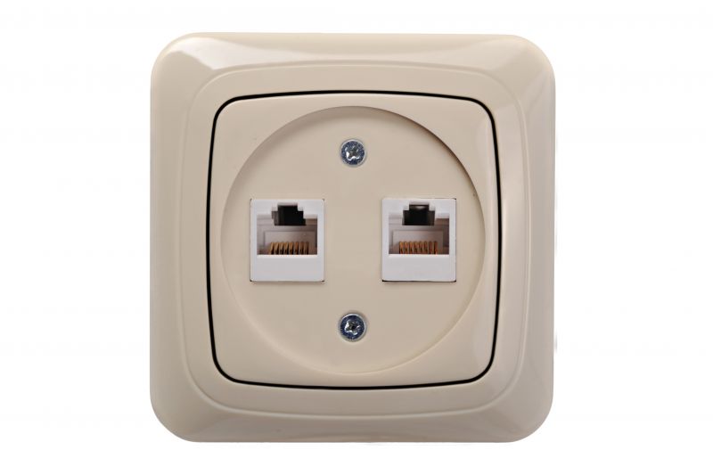 IKL-002-01 A/S Flush.mount.computer socket RJ45 cat6,double,  w/f
